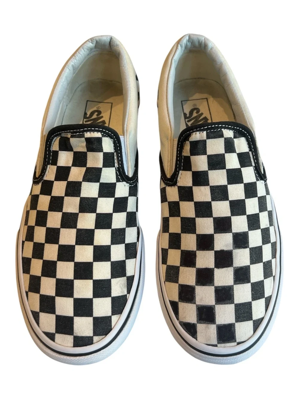 Vans Classic Slip-On Platform Shoes signature black & white checkerboard pattern